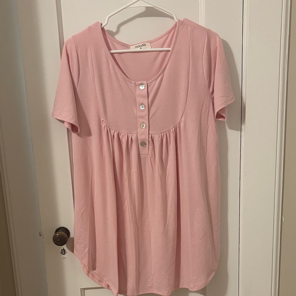 Zara Soft Pink Short Sleeve Blouse